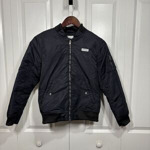 Converse Bomber Jacket Youth L Black Full Zip Varsity Style Streetwear Y2K
